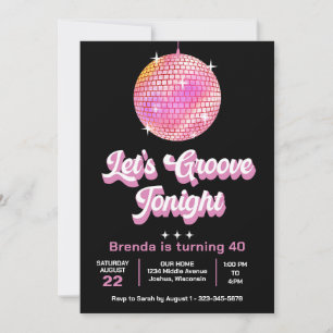 Groove Tonight 70sテーマ任意の年齢の誕生日 招待状