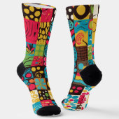 Groove Waves 70sの線のパタサイケデリックーン ソックス (傾斜あり)