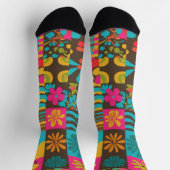 Groove Waves 70sの線のパタサイケデリックーン ソックス (上部)