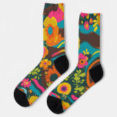 Groove Waves 70sの線のパタサイケデリックーン ソックス (左)