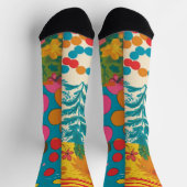 Groove Waves 70sの線のパタサイケデリックーン ソックス (上部)