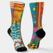 Groove Waves 70sの線のパタサイケデリックーン ソックス (傾斜あり)