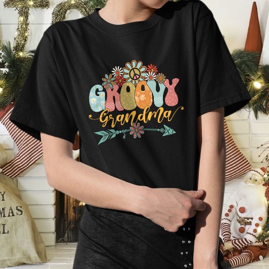 Groovyおばあちゃんおもしろいシャツ、おばあちゃん、女性のために Tシャツ