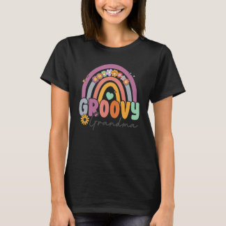 Groovyおばあちゃんレインボーカラフルフラワーグランモテ Tシャツ