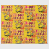 Groovyおばあちゃん1970の誕生日ヴィベカスタム ラッピングペーパー (フラット)