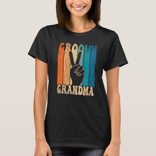 Groovyおばあちゃん70s美学ノスタルジア1970sレター Tシャツ (正面)