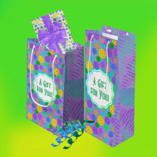 Groovyおもしろいピックルポップ・アートのボールパーソナライズされたアート ワインギフトバッグ