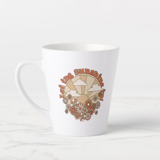 Groovyで太陽の光をデイジーヒッピー花 カフェラテマグ (左)