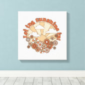 Groovyで太陽の光をデイジーヒッピー花 キャンバスプリント (インサイチュ (ウッドフロア))