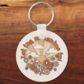 Groovyで太陽の光をデイジーヒッピー花 キーホルダー (正面)