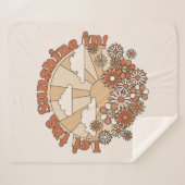 Groovyで太陽の光をデイジーヒッピー花 シェルパブランケット (正面(横))