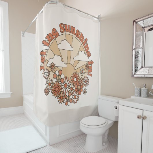 Groovyで太陽の光をデイジーヒッピー花 シャワーカーテン (インサイチュ)