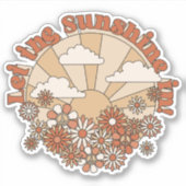 Groovyで太陽の光をデイジーヒッピー花 シール (正面)