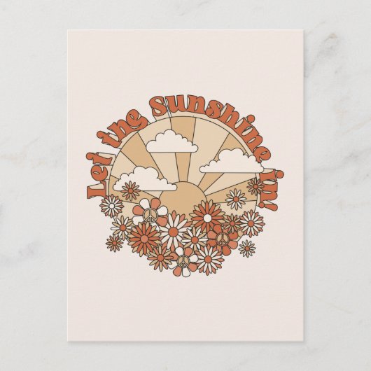 Groovyで太陽の光をデイジーヒッピー花 ポストカード (正面)