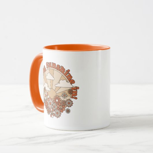 Groovyで太陽の光をデイジーヒッピー花 マグカップ (正面左)