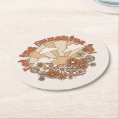 Groovyで太陽の光をデイジーヒッピー花 ラウンドペーパーコースター (アングル)