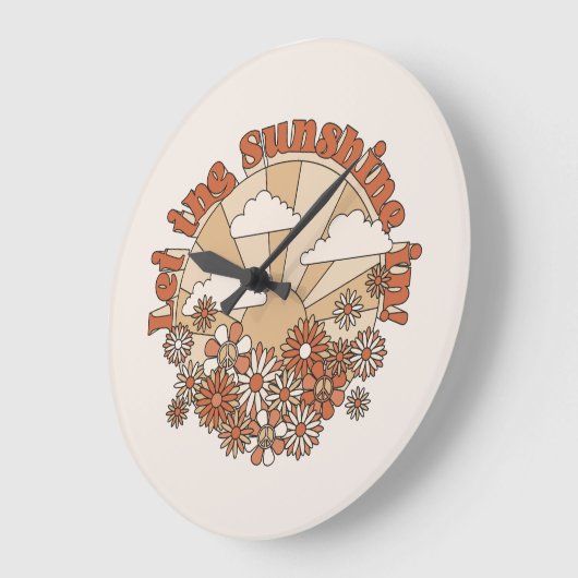 Groovyで太陽の光をデイジーヒッピー花 ラージ壁時計 (傾斜)