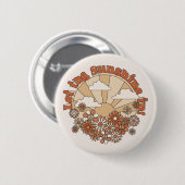 Groovyで太陽の光をデイジーヒッピー花 缶バッジ (正面&裏面)