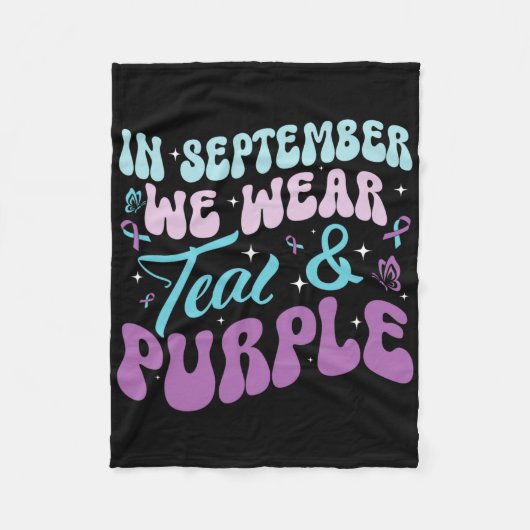 Groovyで9月We衣服ティール（緑がかった色）とパープルスーシッド フリースブランケット (正面)