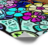 Groovyとウクレレお尻花とハート ポスター (角)