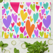 Groovyとロマンチックなカラフルハートバレンタイン キッチンタオル (折り畳み)