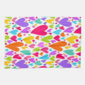 Groovyとロマンチックなカラフルハートバレンタイン キッチンタオル (横)