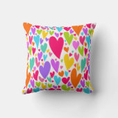 Groovyとロマンチックなカラフルハートバレンタイン クッション (裏面)