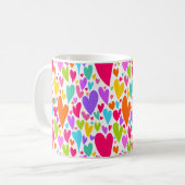 Groovyとロマンチックなカラフルハートバレンタイン コーヒーマグカップ (正面左)
