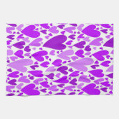 Groovyとロマンチックな紫のハートバレンタインデー キッチンタオル (横)