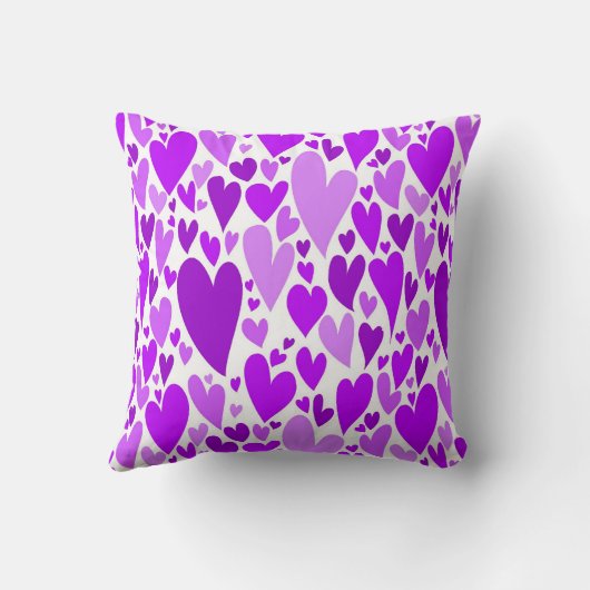 Groovyとロマンチックな紫のハートバレンタインデー クッション (裏面)