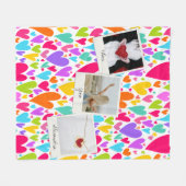 Groovyとロマンチックな鮮やかハートバレンタインの写真 フリースブランケット (正面(横))