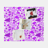 Groovyとロマンチック紫のハートバレンタインフォト フリースブランケット (正面(横))