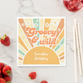 Groovyとワイルドレトロサン子供の誕生日 スタンダードランチョンナプキン (インサイチュ)