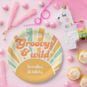 Groovyとワイルドレトロサン子供の誕生日 ペーパープレート (パーティー)