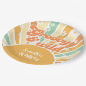 Groovyとワイルドレトロサン子供の誕生日 ペーパープレート (アングル)