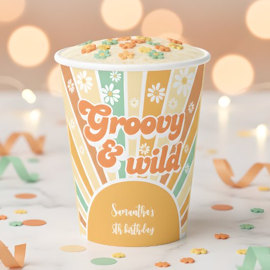 Groovyとワイルドレトロサン子供の誕生日 紙コップ