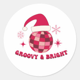 Groovyと明るいディスコのクリスマス ラウンドシール