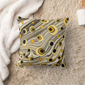 Groovyと波状レトロスタイルブラックとイエロー クッション (ブランケット)