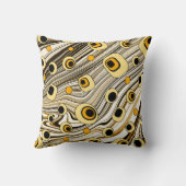 Groovyと波状レトロスタイルブラックとイエロー クッション (裏面)