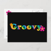 Groovyと花Bright Colors 60sヒッピーデザイン ポストカード (正面/裏面)