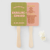 Groovyのカラフルファンキー結婚式 プログラム ハンドファン (正面&裏面)