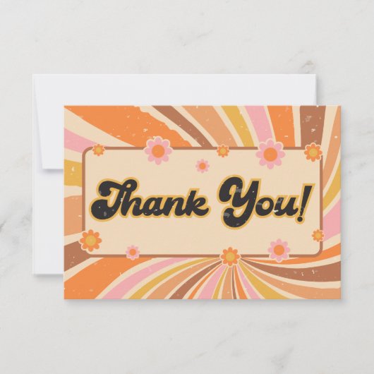 Groovyのベビーシャワーをレトロしよう サンキューカード (正面)