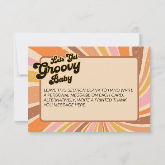 Groovyのベビーシャワーをレトロしよう サンキューカード (裏面)