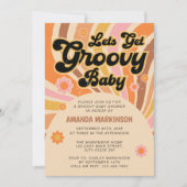 Groovyのベビーシャワーをレトロしよう 招待状 (正面)