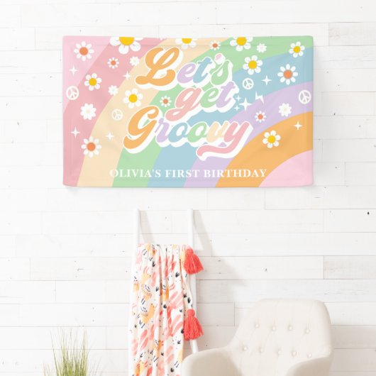 Groovyのレトロデイジー誕生日パーティーを取得しよう 横断幕 (インサイチュ)