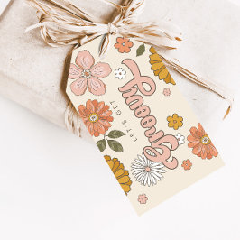 Groovyのヴィンテージフローラの女の子の好意を得よう ギフトタグ