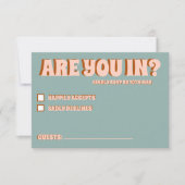 GroovyはっきりしたグリーンピンクレッドファンキーRSVP 出欠カード (正面)