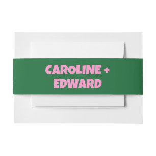 Groovyはっきりした Green Pink Redファンキー結婚の 招待状ベリーバンド