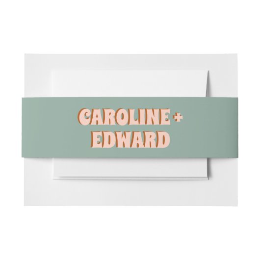 Groovyはっきりした Green Yellow Redファンキー結婚の 招待状ベリーバンド (正面例)