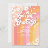 Groovyを取得しようデイジーヒッピー誕生日 招待状 (正面)